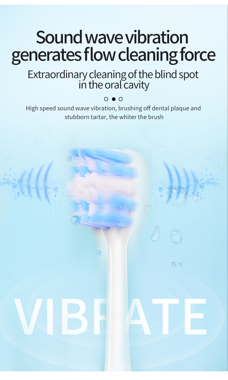 Pink Smart Sonic Electric Toothbrush Kit with 8 Heads & Travel Case - 6 X Cleaning Modes and High-Frequency Vibration with Soft Protective Bristles — image 2