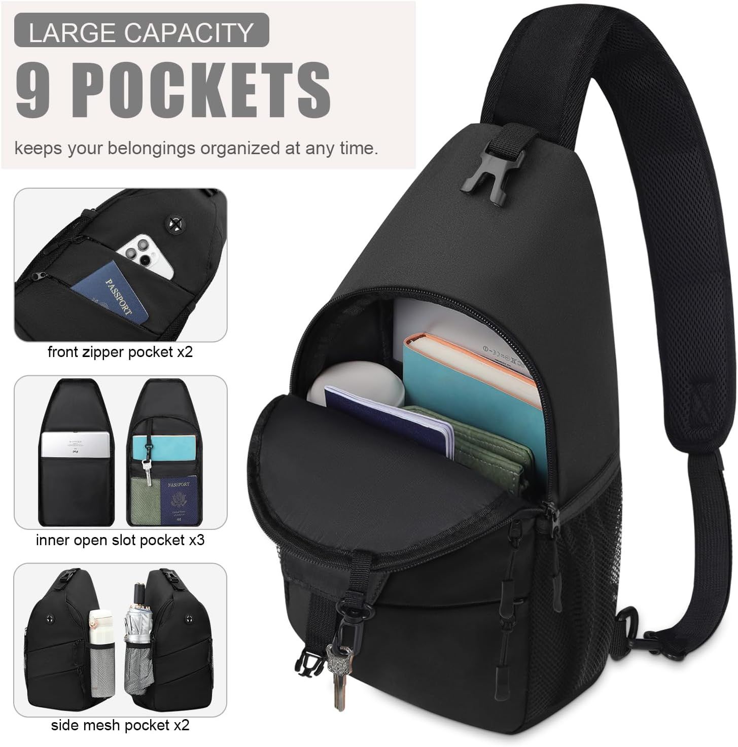 Crossbody Bags for Women Men Trendy Sling Bag Backpack Casual Chest Bag with Convertible Shoulder Strap — image 3