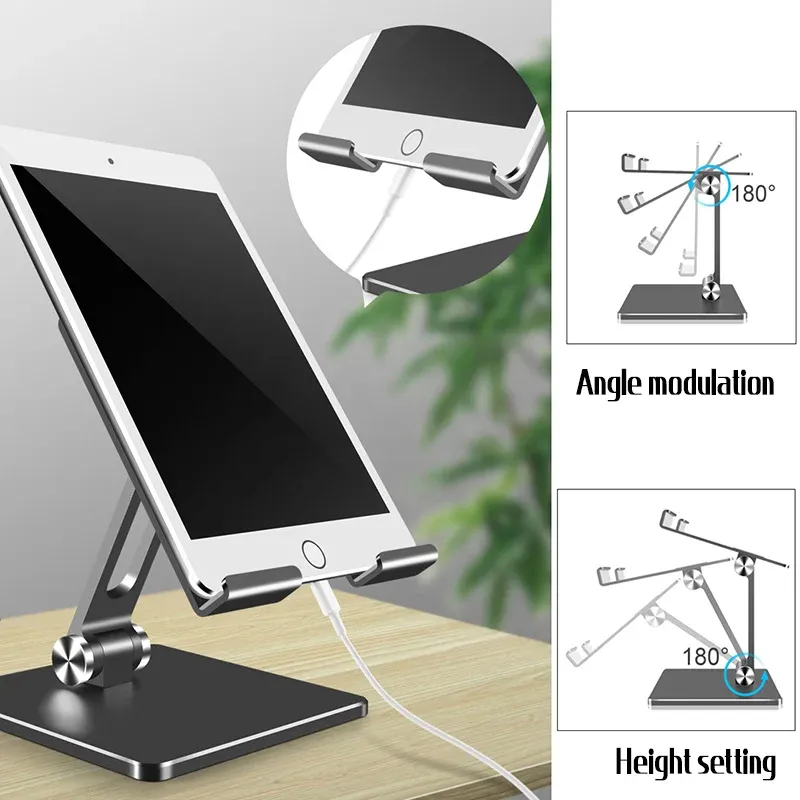 Aluminum Alloy Tablet Phone Holder Desk Stand Bracket Foldable For Ipad Pro 12.9 - Grey — image 5
