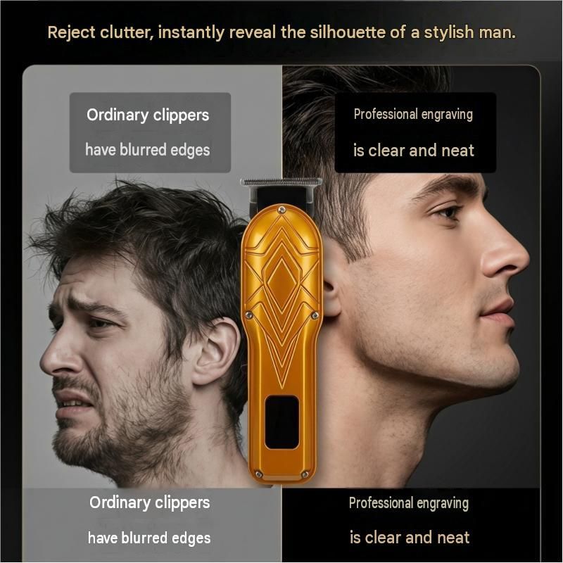 Blue Men's Electric Hair Trimmer Kit - Titanium Alloy Blade, USB Rechargeable with LED Display, 4 Guide Combs, Ergonomic Grip for Home Grooming and โ image 3