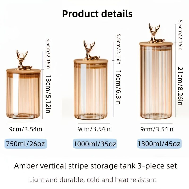 deer head storage jars, food grade canisters, coffee bean container, airtight cereal jar, grain storage set, decorative kitchen jars, pantry organization β image 2