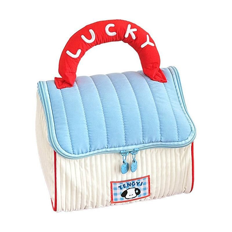 Cute Cabin Cosmetic Bag Large Capacity Portable Travel Storage Handheld Wash Bag - Blue