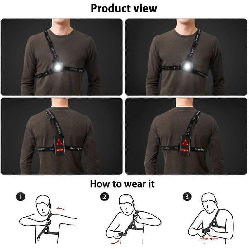 Reflective Running Gear with LED Chest Light, Weatherproof Night Running Vest โ image 5