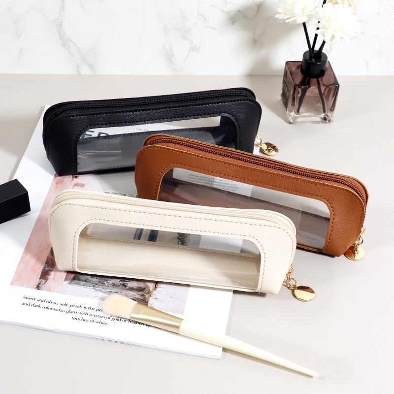 2-Pcs Orange Transparent Makeup Brush Case โ Portable Zippered Cosmetic Pouch with Clear Window for Travel and Daily Use in Australia โ image 4