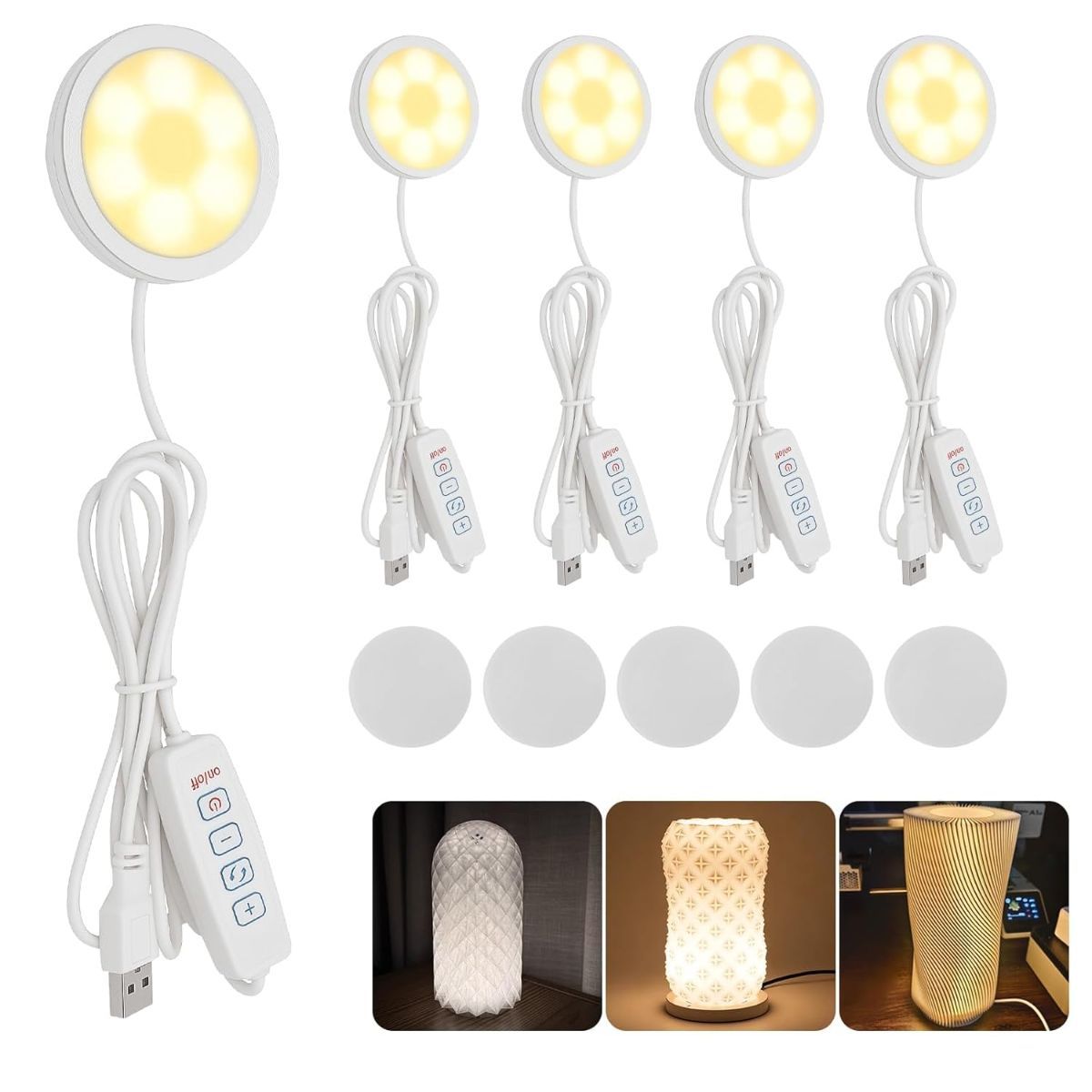 5Pcs LED Lamp Kit 001 for Bambu Lab, 3 Color Temperature 3D Printer LED Lamp Kit, Adjustable Brightness 3D Printed DIY Hardware Model Spare Parts, 5V USB โ image 2