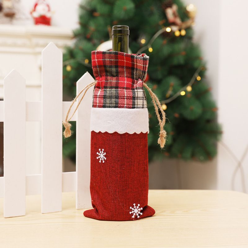 Christmas wine bottle scarf cover with hat decoration Christmas wine bottle cover gift bag — image 3