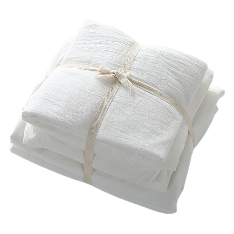 Cotton 4 Piece Set Modern Minimalist White Bed sheet kit_1.8m bed-quilt cover 200x 230cm (four-piece set) — image 2