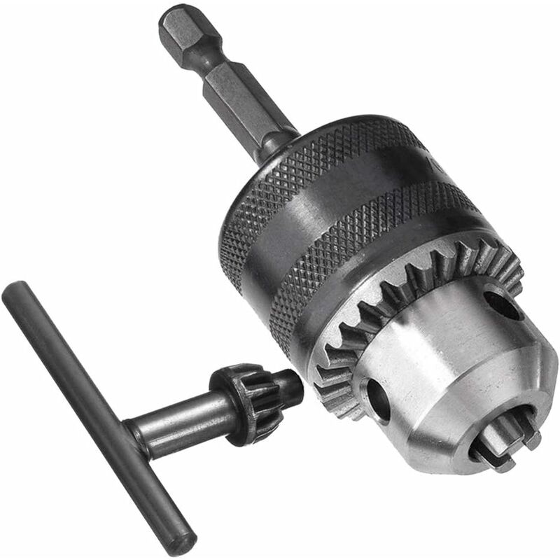 1.5-10Mm 6.35Mm Hex Shank Quick Change Drill Chuck Adapter, 1/2-20Unf Drill Chuck Converter With Chuck Key For Electric