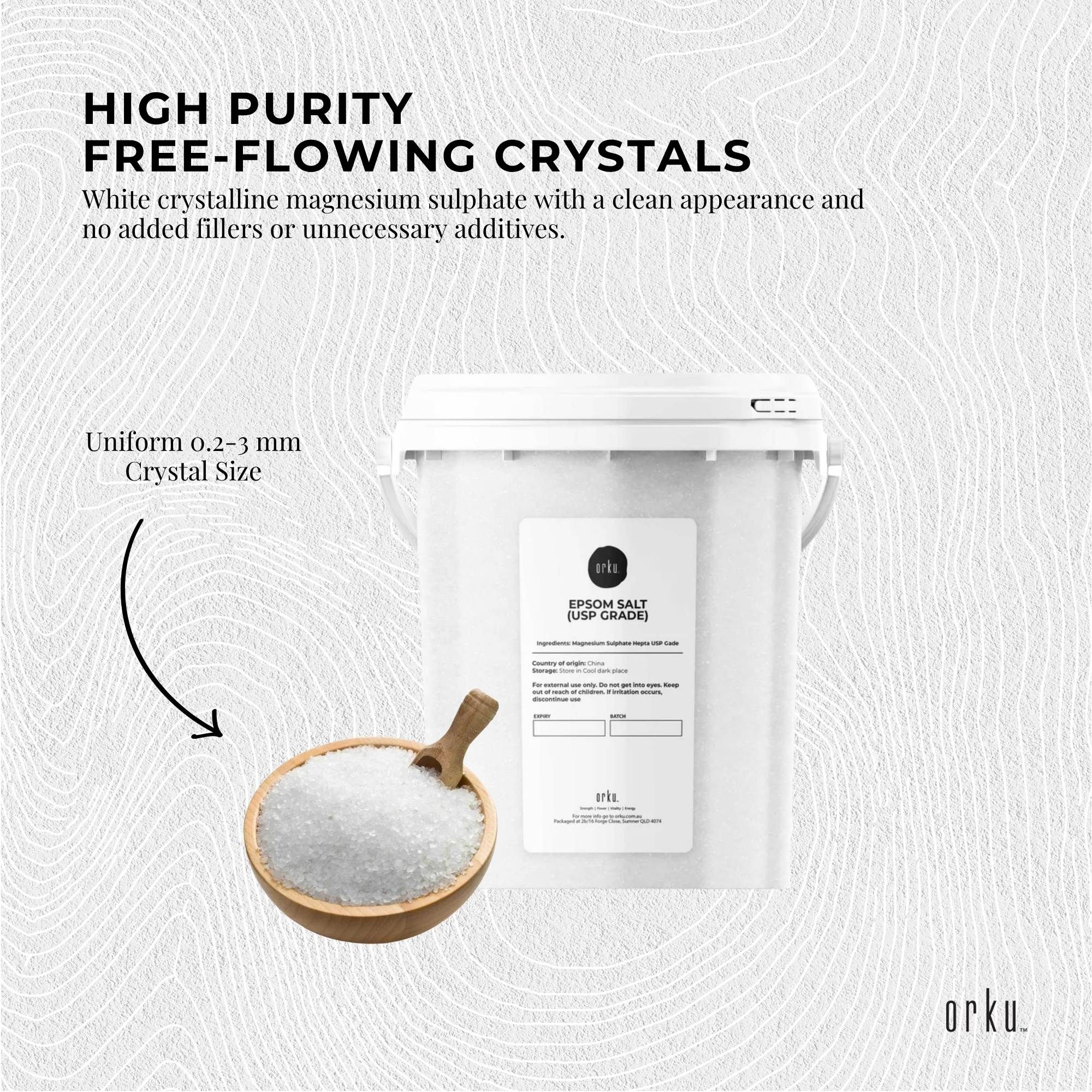 Orku 1.3Kg USP Epsom Salt Crystals Magnesium Sulphate Tub - Bath Soak Salts — image 3