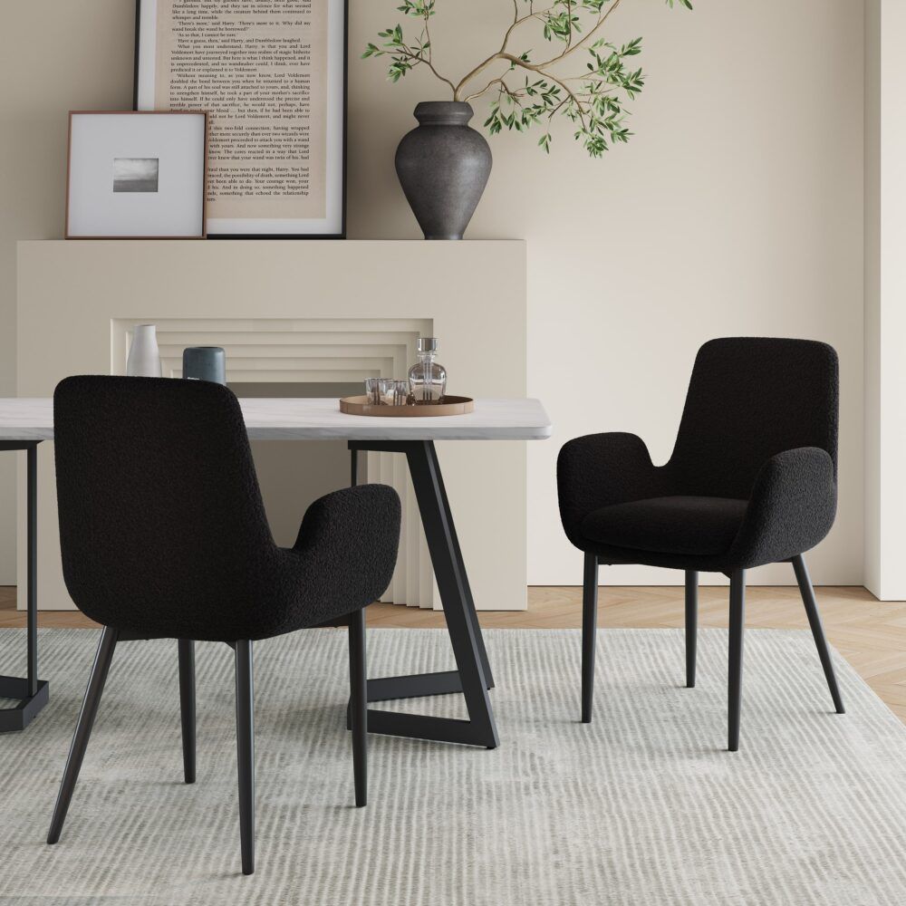 Charcoal Embrace Boucle – teddy Sherpa Fabric Armchair Set โ image 2
