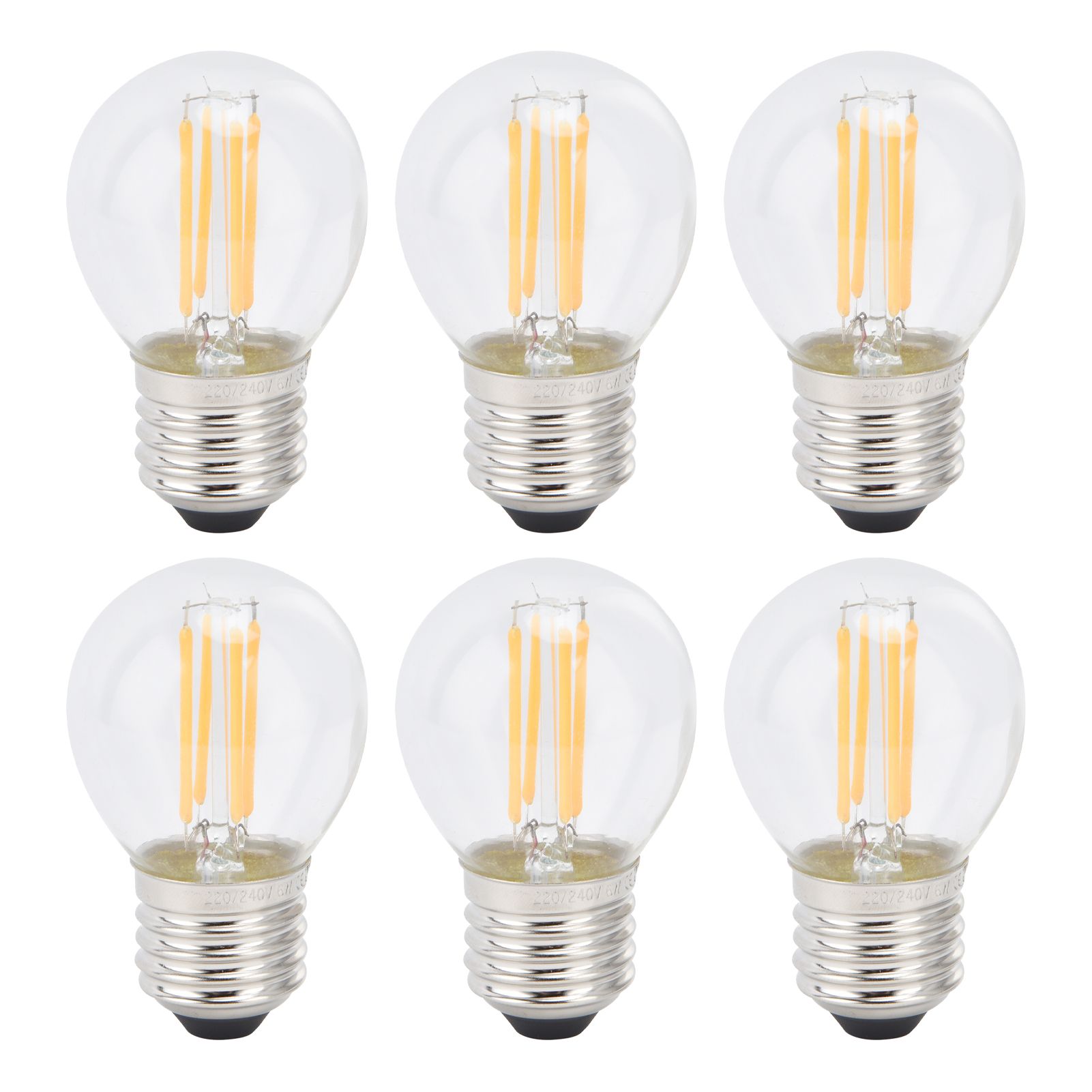 6PCS G45 E27 LED Light Bulb Transparent Glass Bulb Vintage Filament Lamp Warm Light 6W 220V