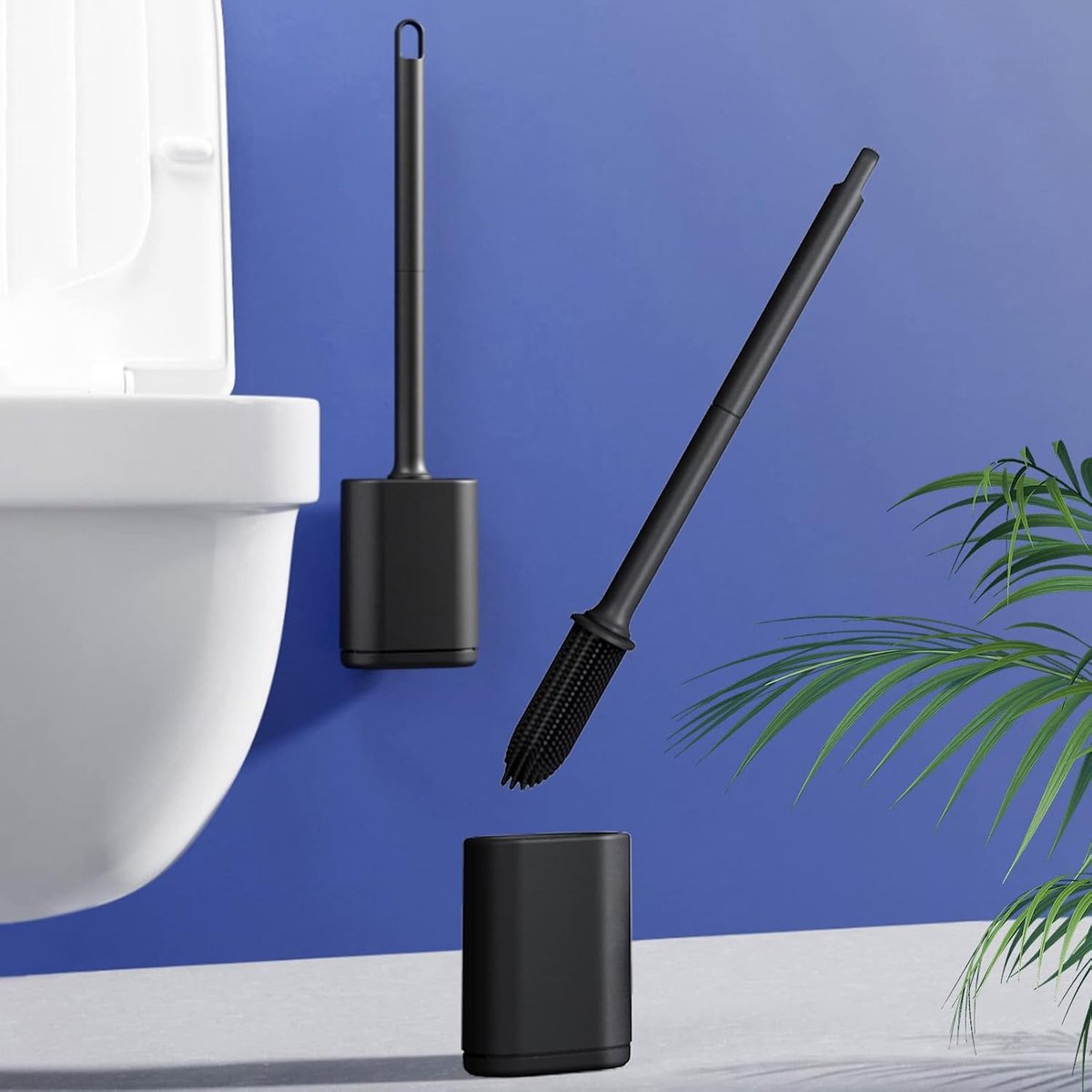 Toilet brush and holder set - Toilet brush - Deep cleaning - Silicone toilet brush - Flexible toilet brush head - Wall mounting - Freestanding toilet brush — image 3