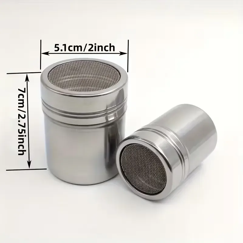 1Pcs Stainless Steel Powder Sugar Shaker Duster with Lid, Fine Mesh Shaker Powder Cans for baking soda Cocoa Cornstarch Coffee Flour ect โ image 2