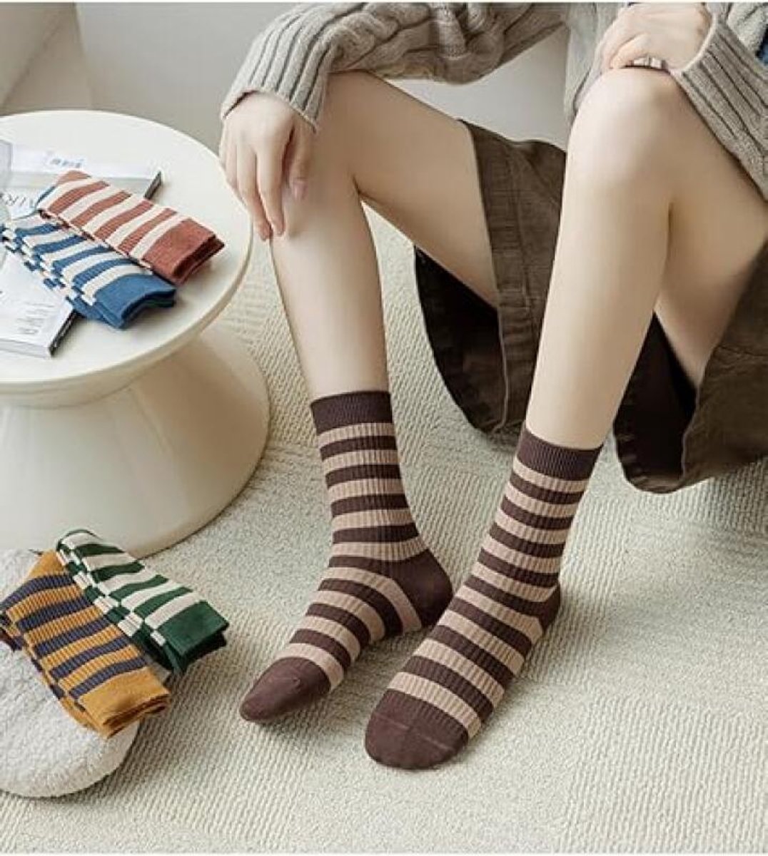 Socks - 5 Pairs of socks - Value pack women's socks Size 36/40 - Women's Socks - retro style colorful striped socks - stockings - Women's Socks Solid Color — image 5