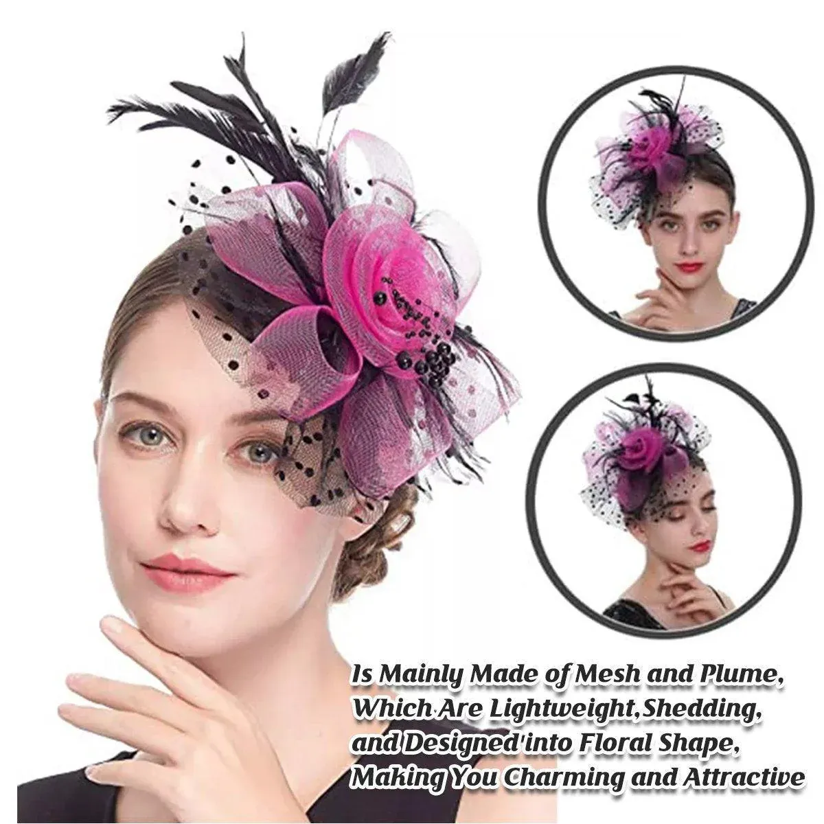 Vintage Accessories Mesh Veil Headpiece Feather Floral Headwear for Women Party โ image 4