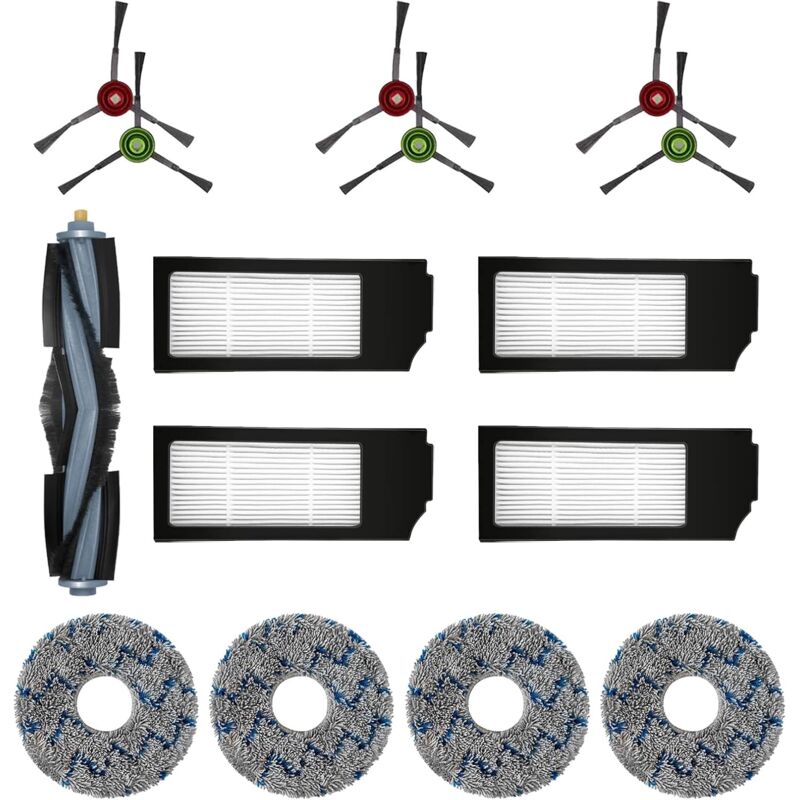 Ecovacs Filter Brush Cloth Replacement Accessory Kit 15 Pieces Compatible with DEEBOT T20 T10 × 1 Omni Turbo Plus Robot Vacuum Cleaner