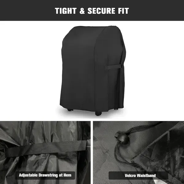 1 Piece Waterproof BBQ Grill Cover, UV-Resistant Oxford Fabric Outdoor Protector with Drawstring Closure, Black, 67 × 77 × 110 cm — image 3