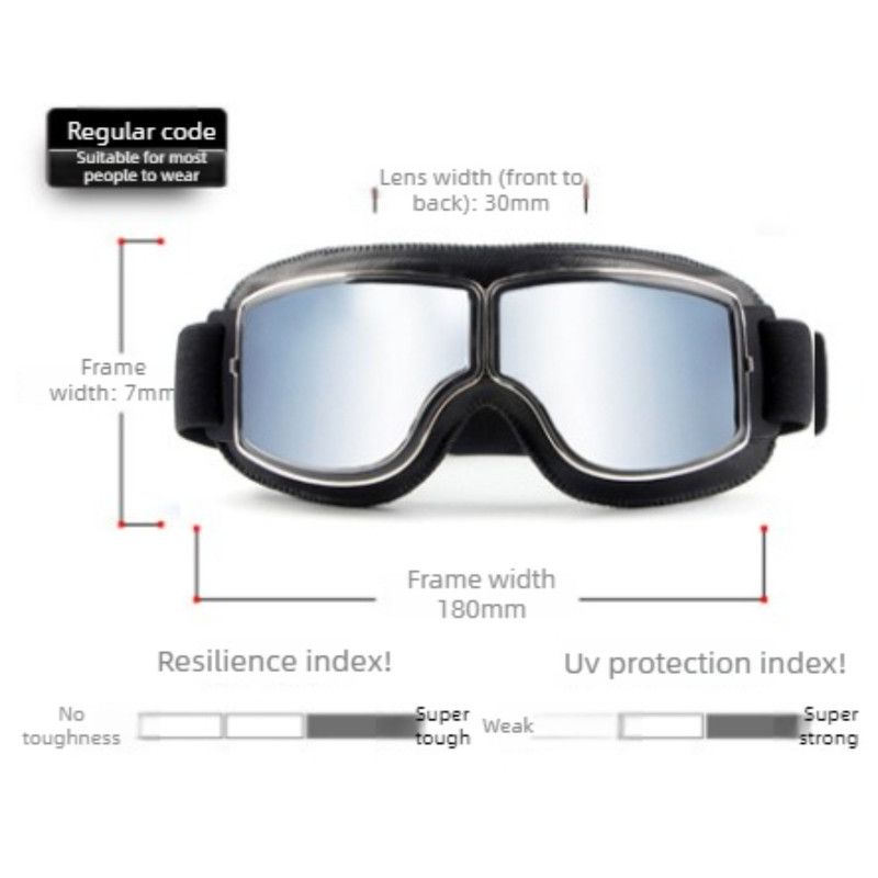Vintage Harley Motorcycle Riding Goggles, Windproof Eyewear for Electric Bikes & Off-Road—Black Frame, Silver Lenses — image 4