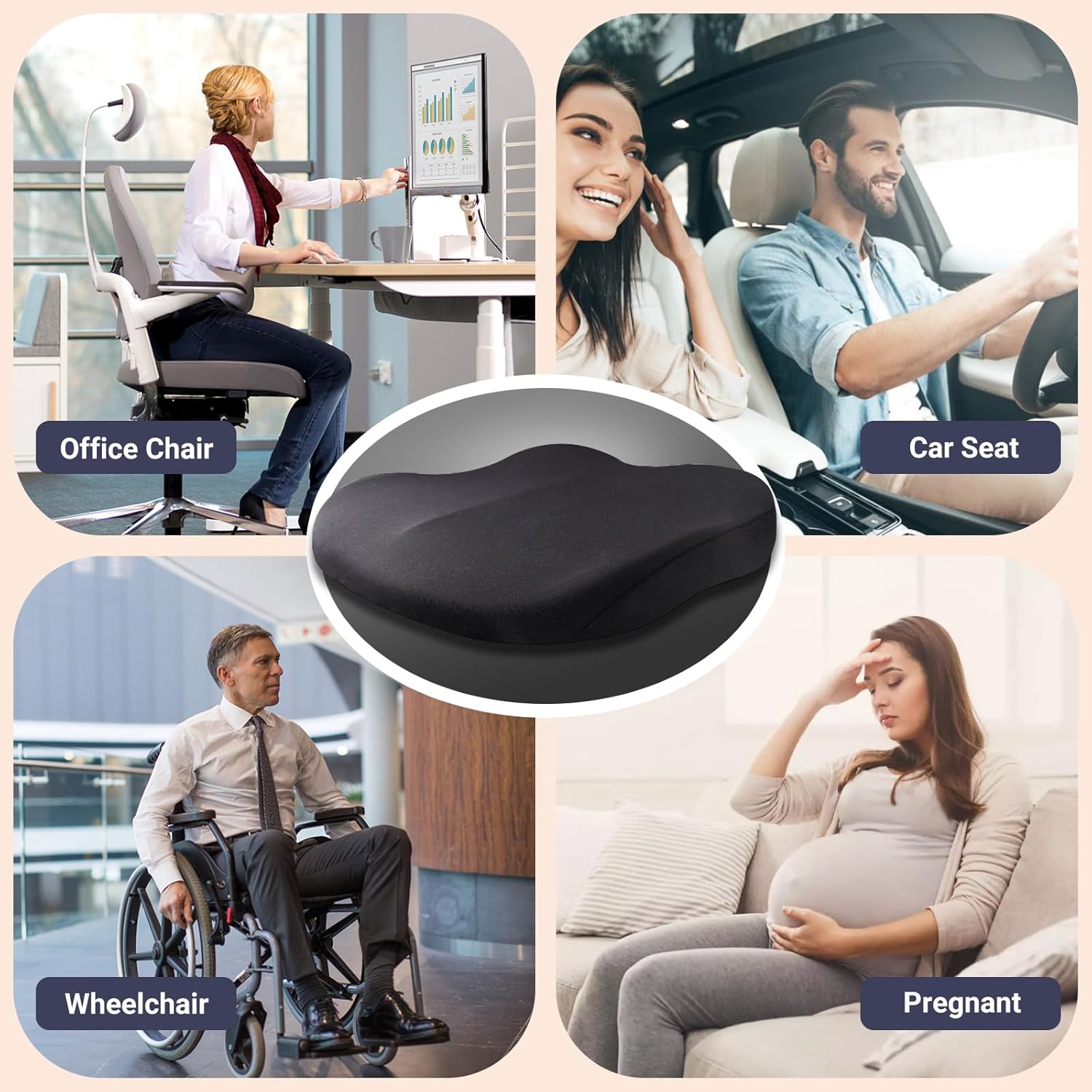Car Seat Cushion Memory Foam 42x42x10cm Blue Comfort Support Pad for Vehicle Seats — image 6