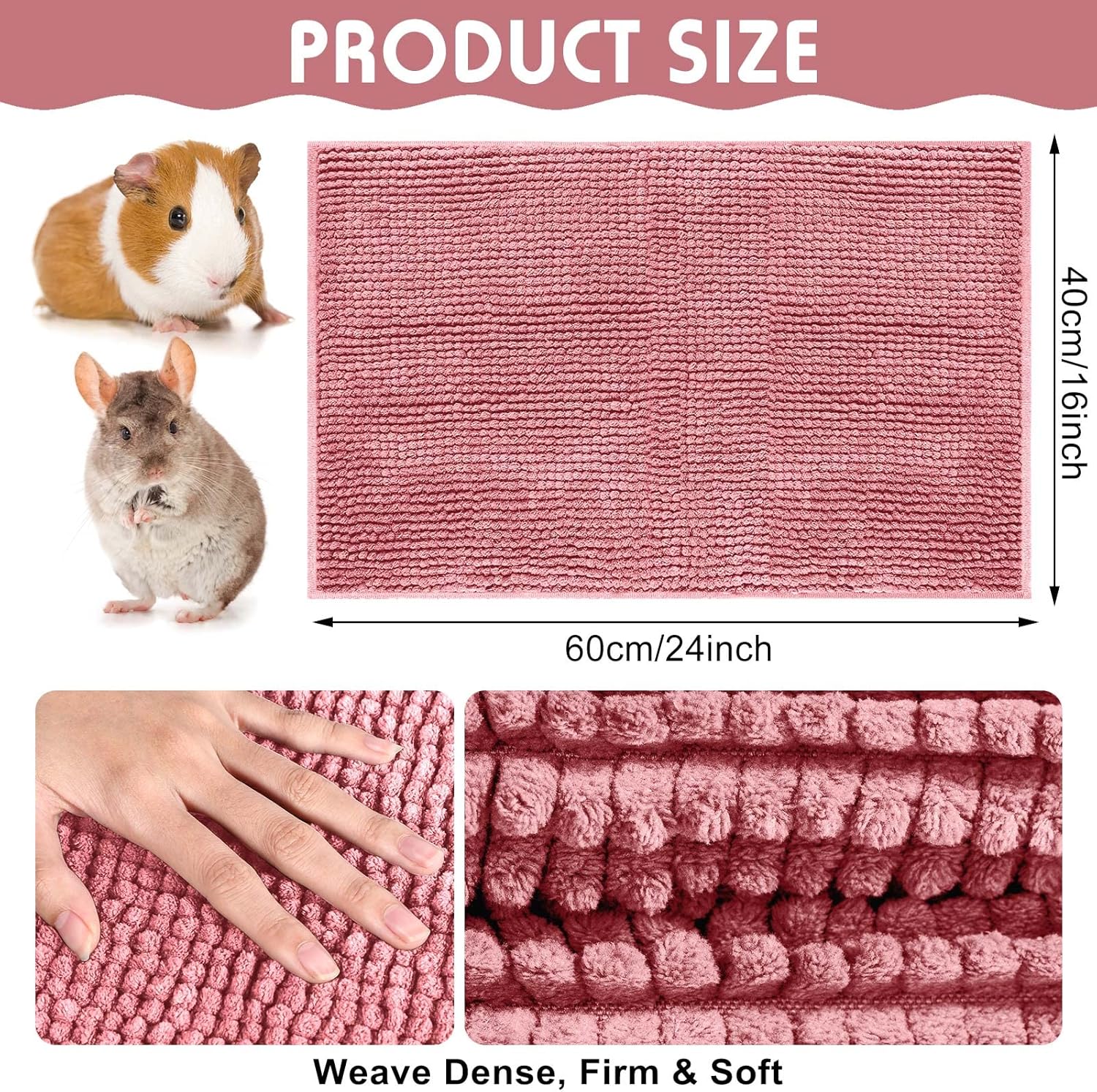 Amylove 4 Pcs Guinea Pig Cage Liner Washable Fleece Pee Pads Pet Dog Cat Bedding Training Mat for Small Animal Guinea Pig Puppy Bunny Hamster(16 x 24