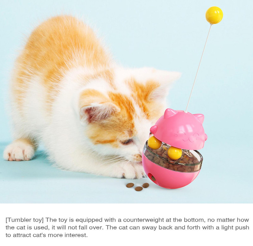 Cat Teaser Cup Toy, Interactive Treat Dispensing Ball with Wand (Yellow) โ image 4