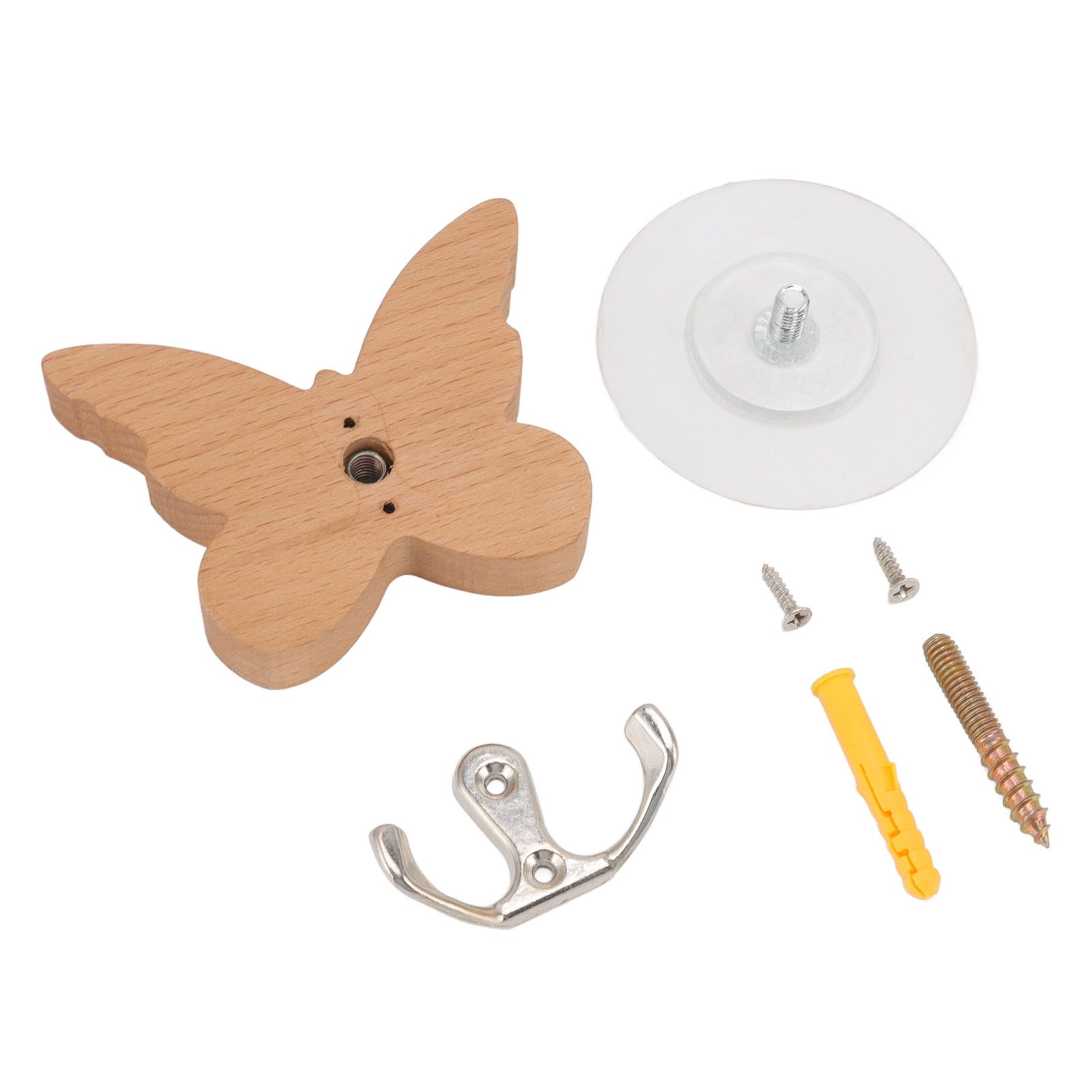 Wooden Butterfly Wall Hook Wood Wall Mounted Hanger for Coat Clothes Hat Towel — image 2