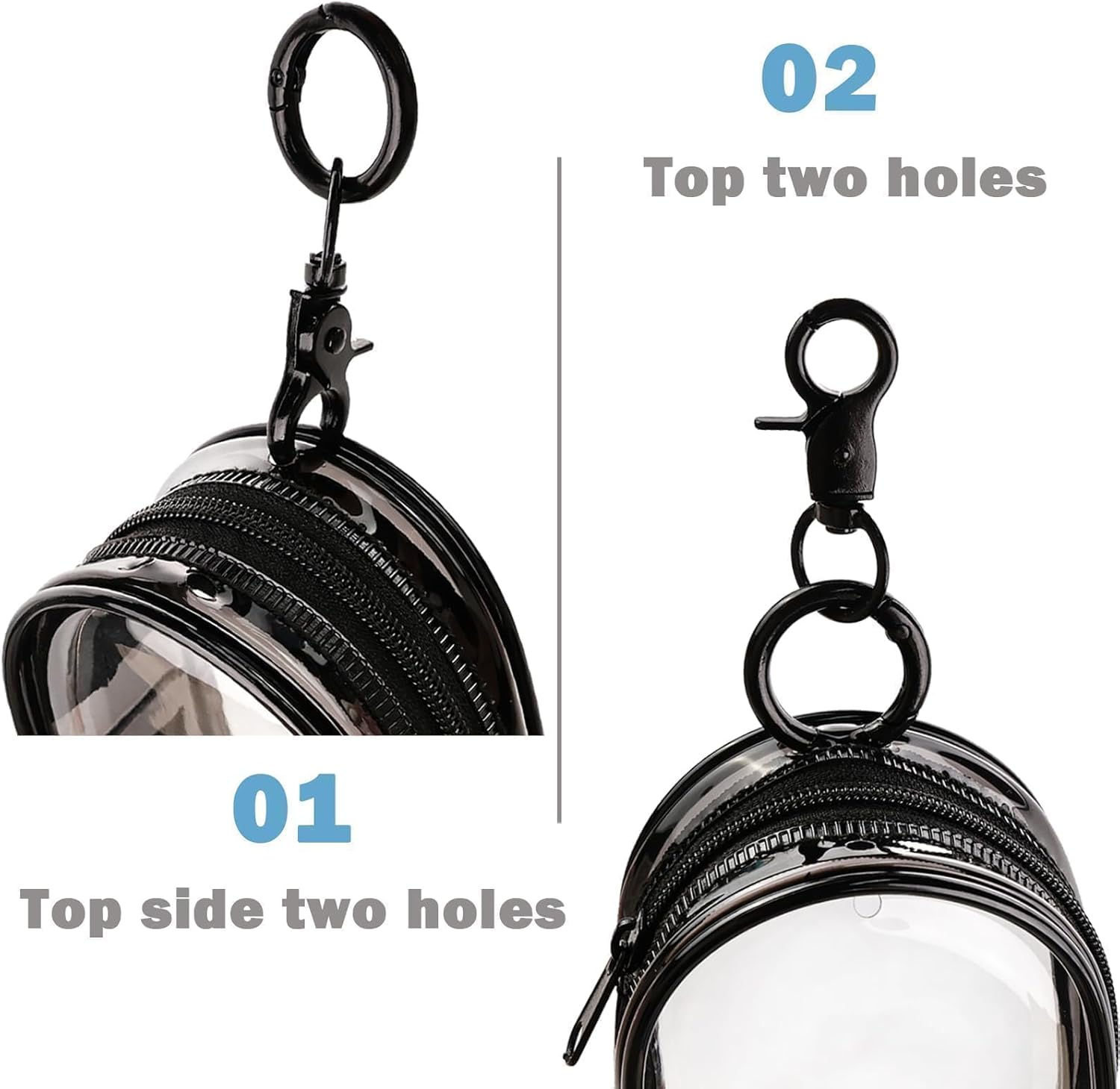 Transparent Zipper Storage Pouch with Keychain - Mini Organizer for Earbuds Cables - Travel Accessory for Backpack — image 2