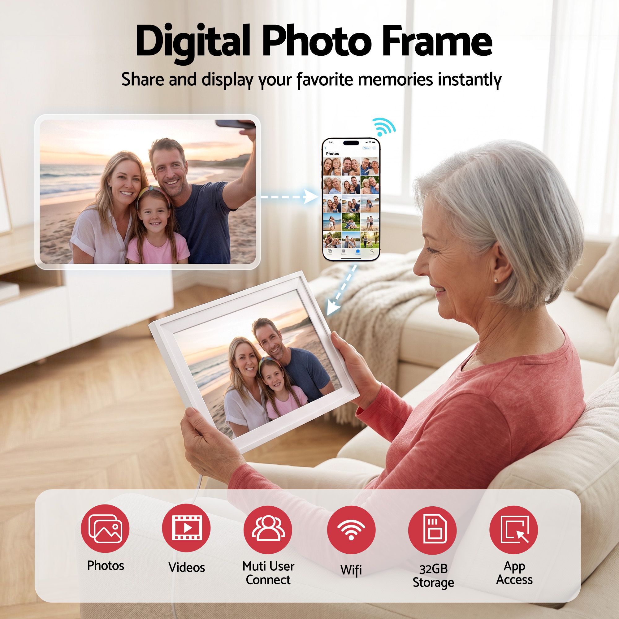 Artiss 10" Digital Calendar Planner Smart Photo Frame Family Chore Chart & Sync โ image 5