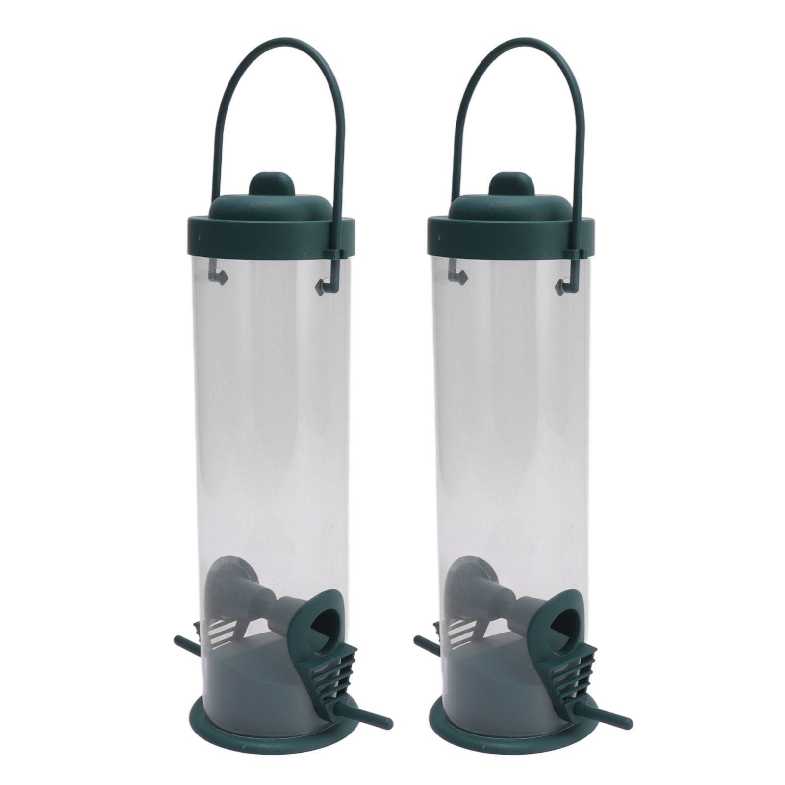 2 Set Bird Tube Feeder Plastic Transparent Hanging Finch Feeder Garden Decoration with 2 Vents 2 Ports — image 2