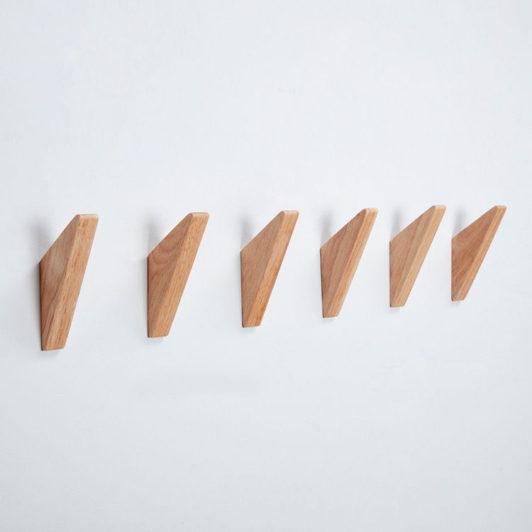 Wood Wall Hooks, 6 Pack Oak Coat Hooks Minimalist Design Heavy Duty Robe Hook Wall Mounted Rustic Wooden Hooks Clothes Hanger — image 4
