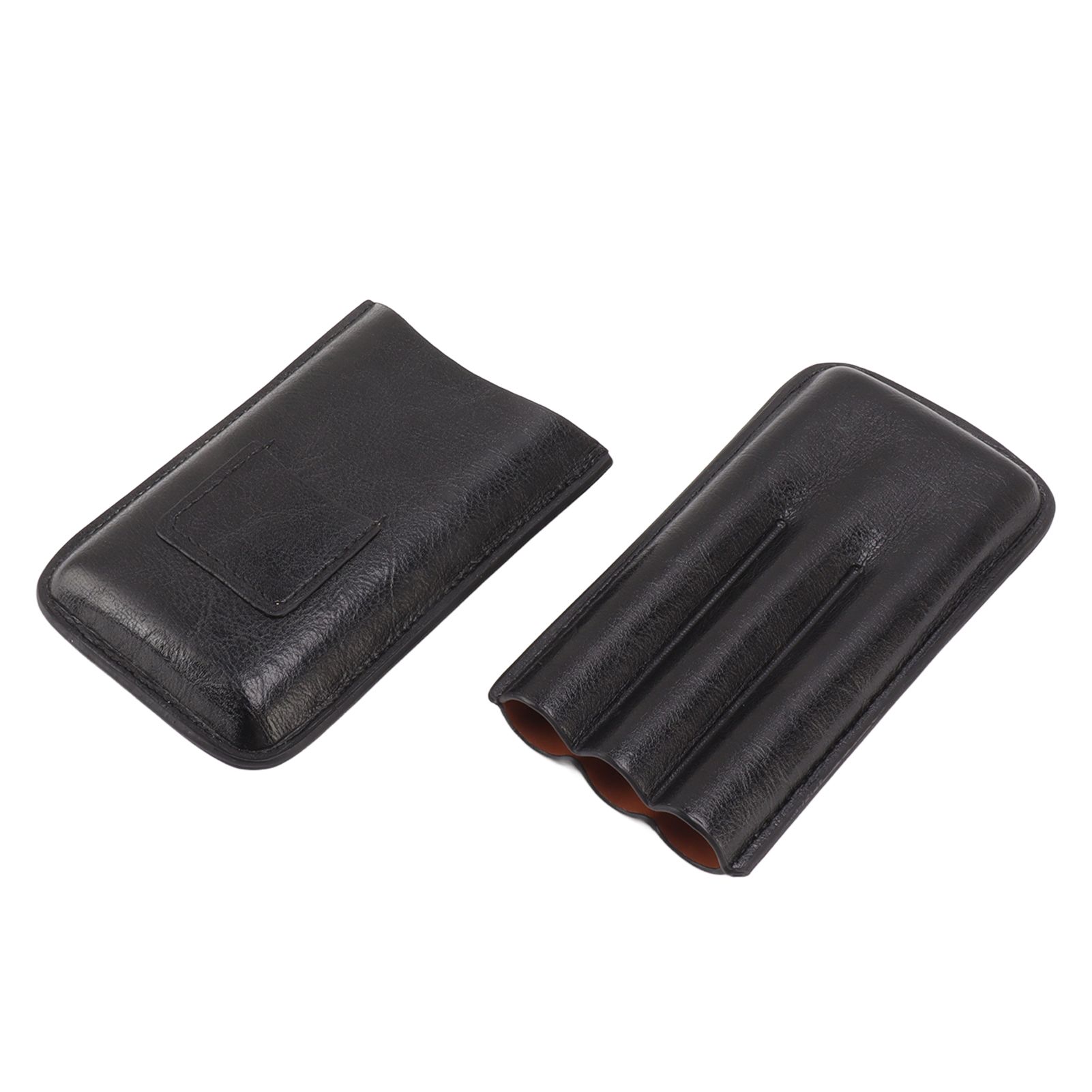 Leather Cigar Case Portable 3 Finger Cigar Humidor Carrying Case with Cutter Pocket for Cigar Lovers Black โ image 6