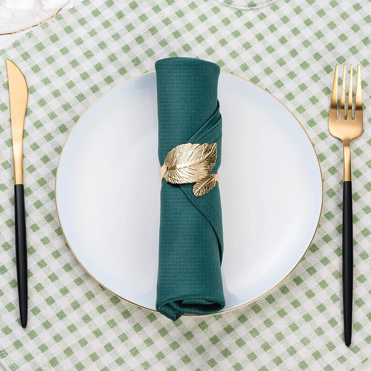 Gold Leaf Napkin Rings Set of 8, Metal Material Gold design napkin rings look more stylish and sophisticated — image 3