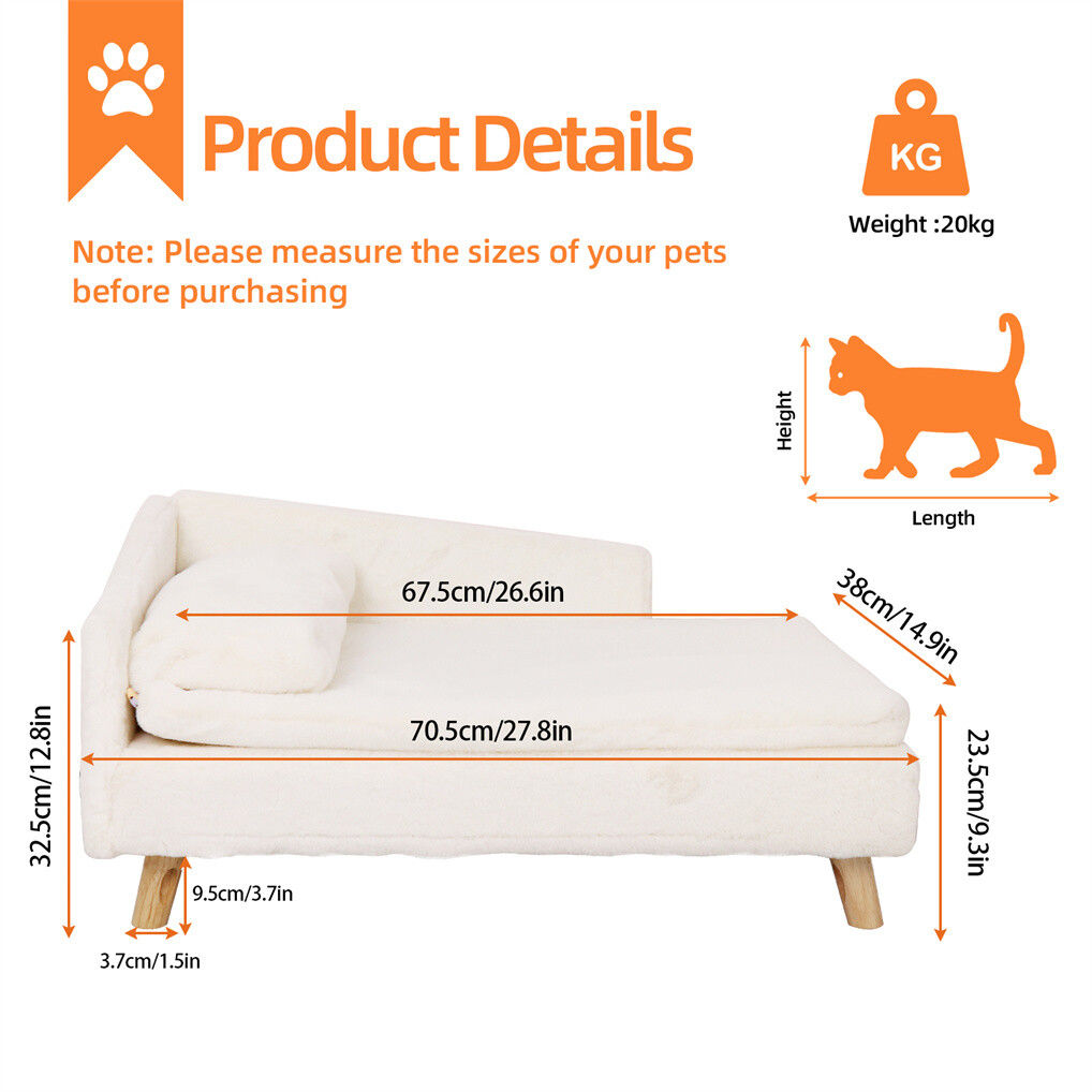 Small Raised Pet Sofa 70 × 40 × 39cm Waterproof Portable Dog Bed — image 2
