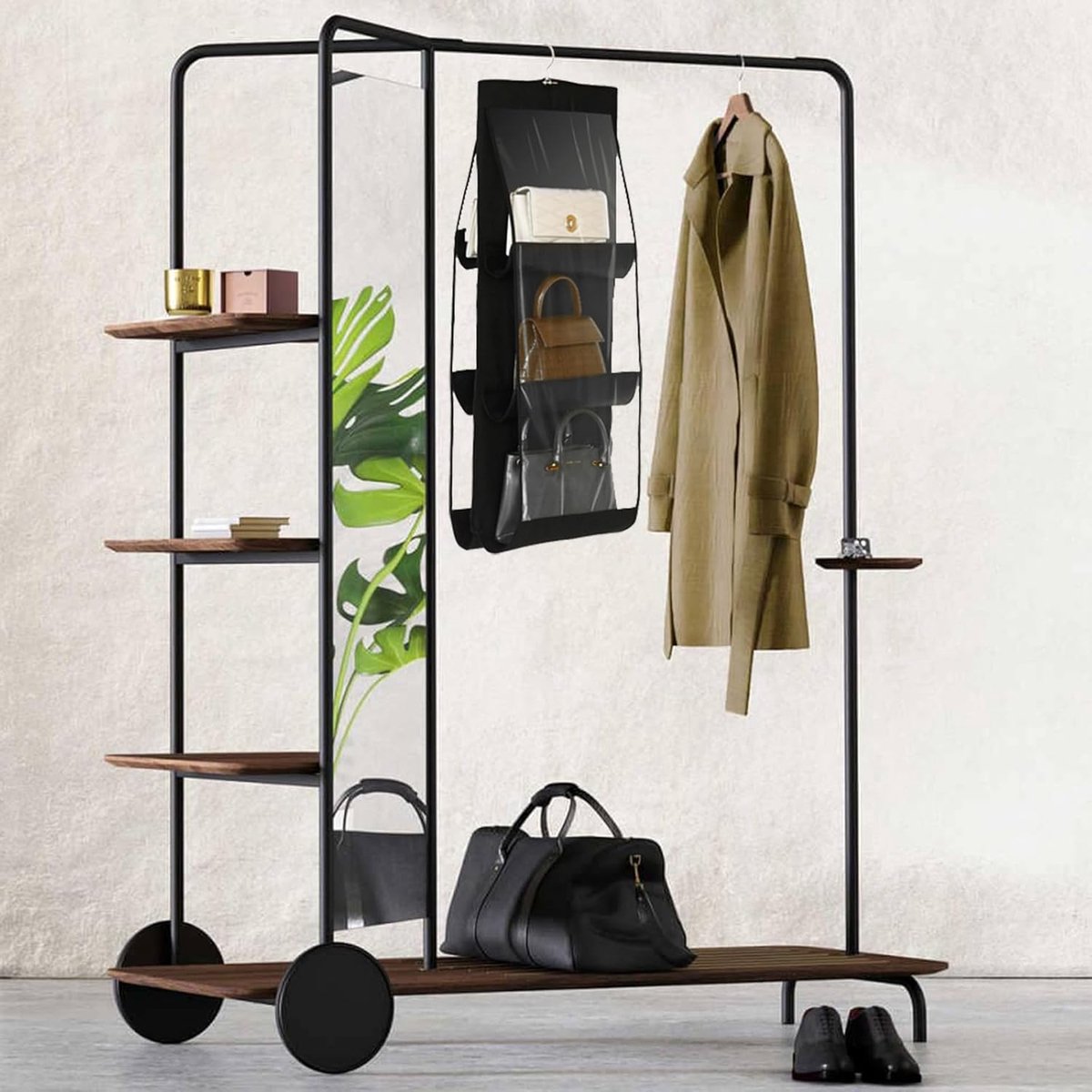 Handbag Organizer - Bag Organizer - Storage for 6 Handbags - Storage Bags - Hanging Wardrobe Organizer - Women's Handbag - Storage Space - 3 Layers - Foldable — image 4