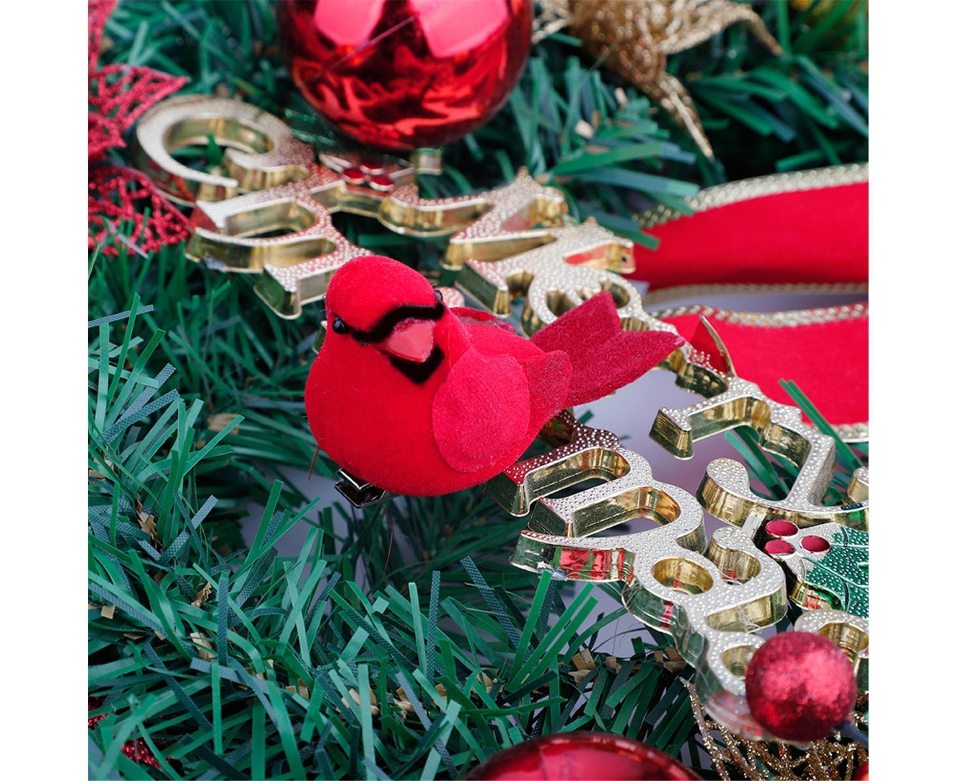 10Pcs Artificial Red Christmas Lucky Birds DIY Xmas Tree Pendant Decoration Gift-B — image 6