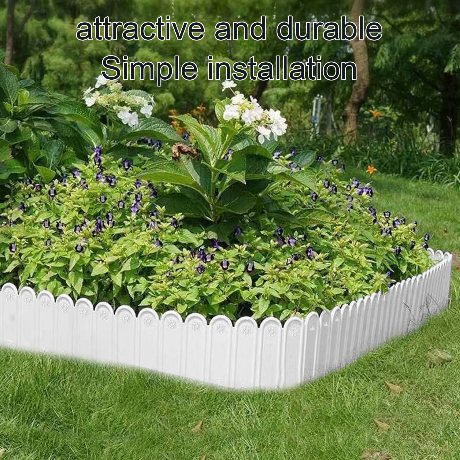 1 Piece 15 cm Plastic Garden Edging Border, Interlocking No Dig Lawn Edge for Flower Beds, Pathways, Landscaping and Patio Borders, White โ image 4