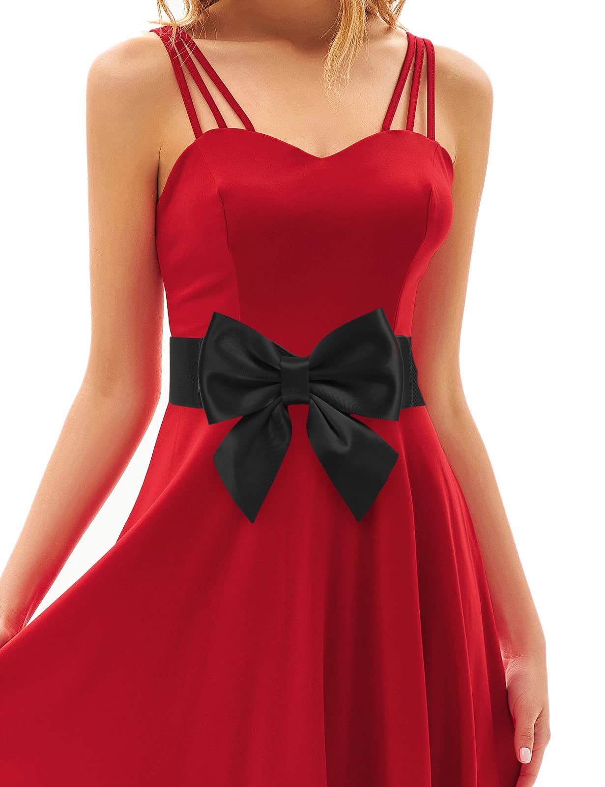Women's Fashionable Bowknot Wide Belt Lady Stretch Belts Vintage cinch belt with high quality big bow knot β image 4