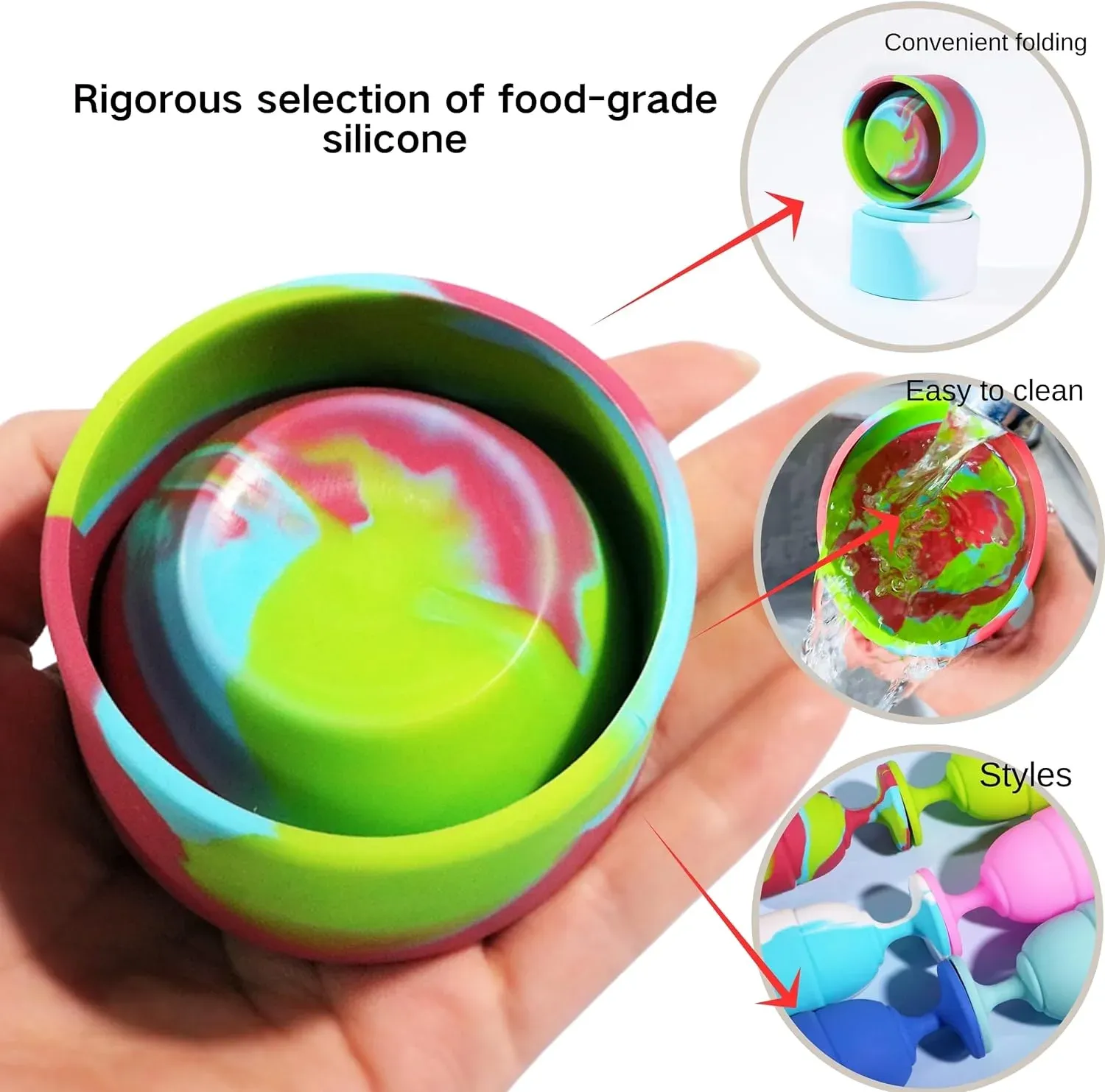 2 Pack Collapsible Silicone Wine Glasses, BPA Free Travel Cups for Camping Picnics, Pink โ image 2