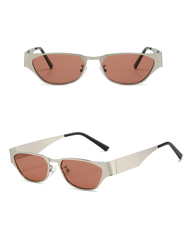 Silver Frame Powder Film Retro Cat Eye Sunglasses - Metal Frame, UV400 Protection โ image 2
