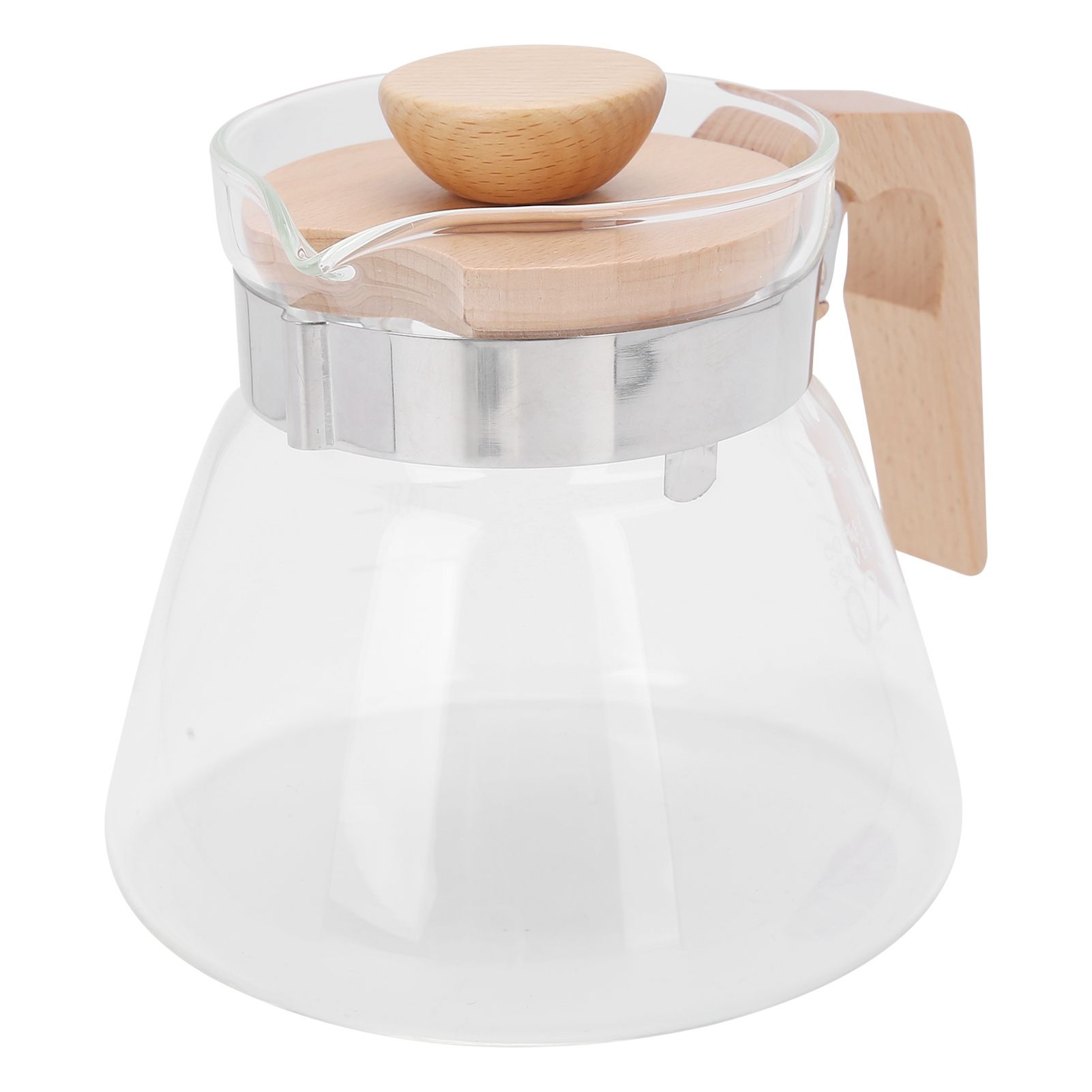 Pour Over Coffee Maker 600ml Glass Coffee Server Pot with Wooden Handle Lid for Home Office — image 2