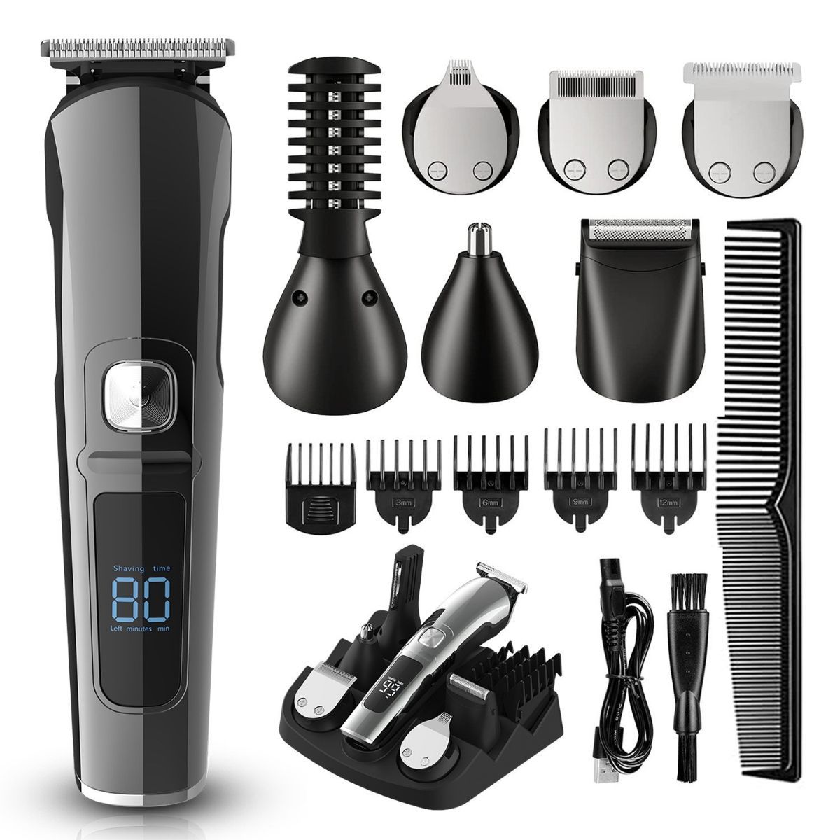 Waterproof Electric Shaver Men'S Hair Trimmer Multifunctional Hair Clipper Nose - Black - Size L — image 2