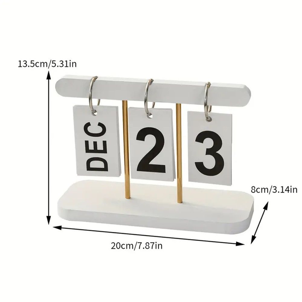 Perpetual Daily Flip Calendar for Desk Reusable Office Desktop Decor Home Accessories Photography Props (White) — image 3