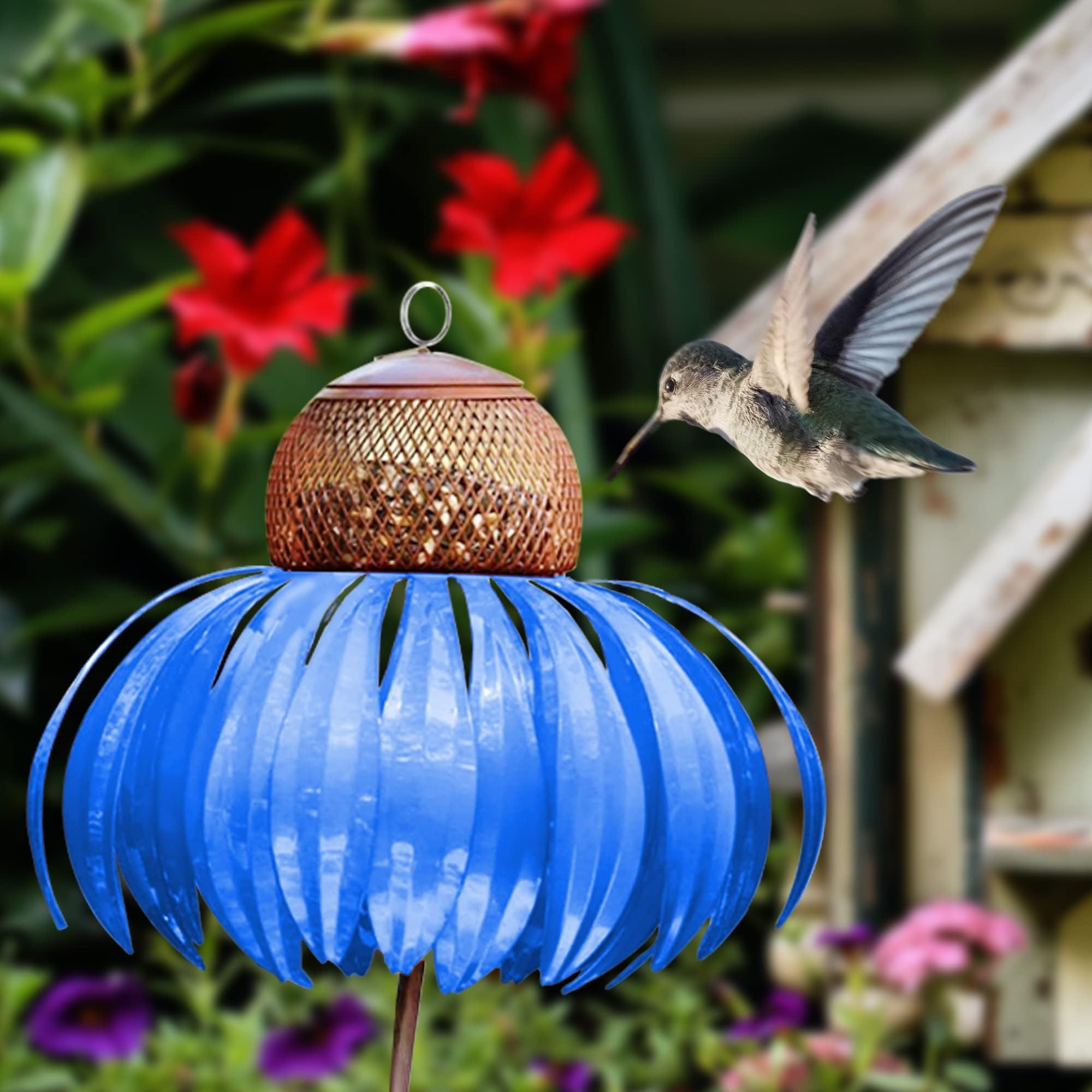 Art Metal Standing Flower Bird Feeder — image 4