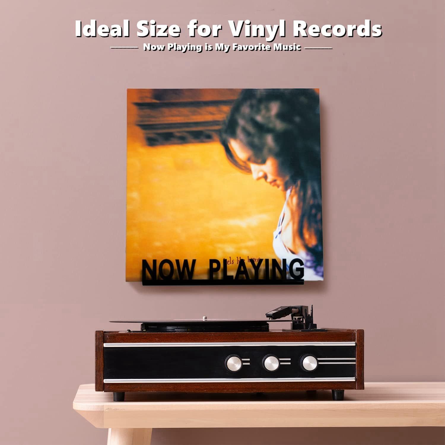 Now Playing Vinyl Record Wooden Wall Stand Now Playing Vinyl Record Shelf Hanging Wall Mount Record Display Storage Holder — image 5