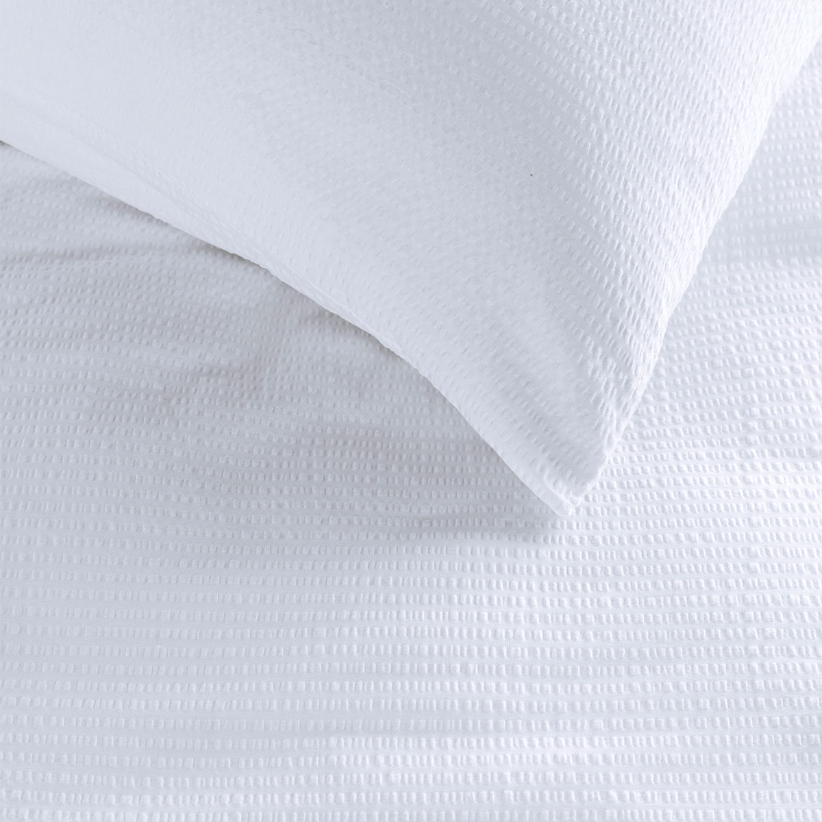 Bedding House Summer White Seersucker Cotton Quilt Cover Set Queen โ image 3