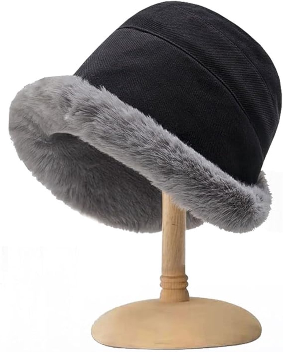Women's Winter hat - Cold weather - Extreme warmth and wind protection - Fleece-lined interior - Wide brim design - Thick insulated material for snow-black — image 2