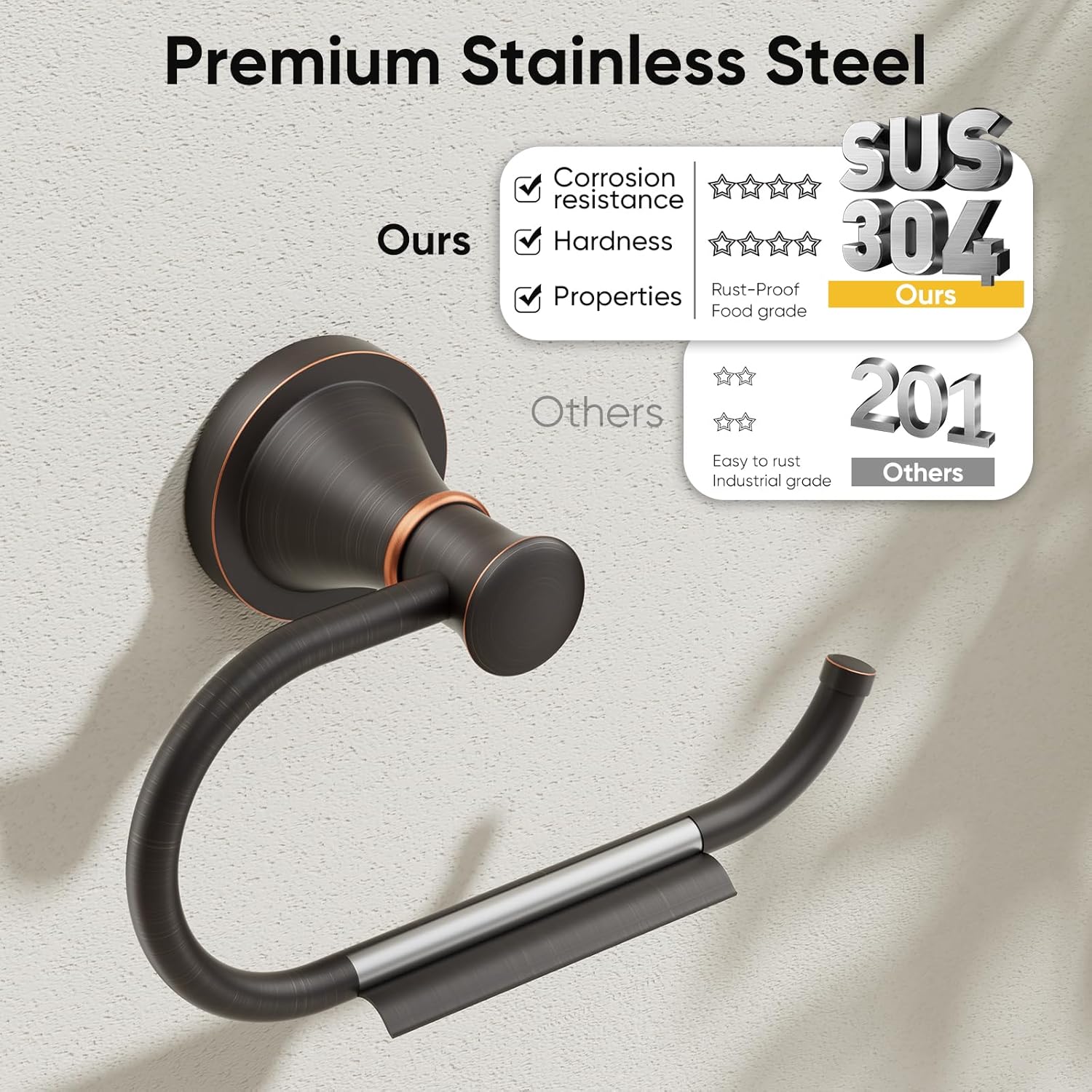 Oil Rubbed Bronze Toilet Tissue Paper Holder Oil Rubbed Bronze Bathroom Accessories Toilet roll Paper Hanger, Wall Mounted, Rustproof โ image 4
