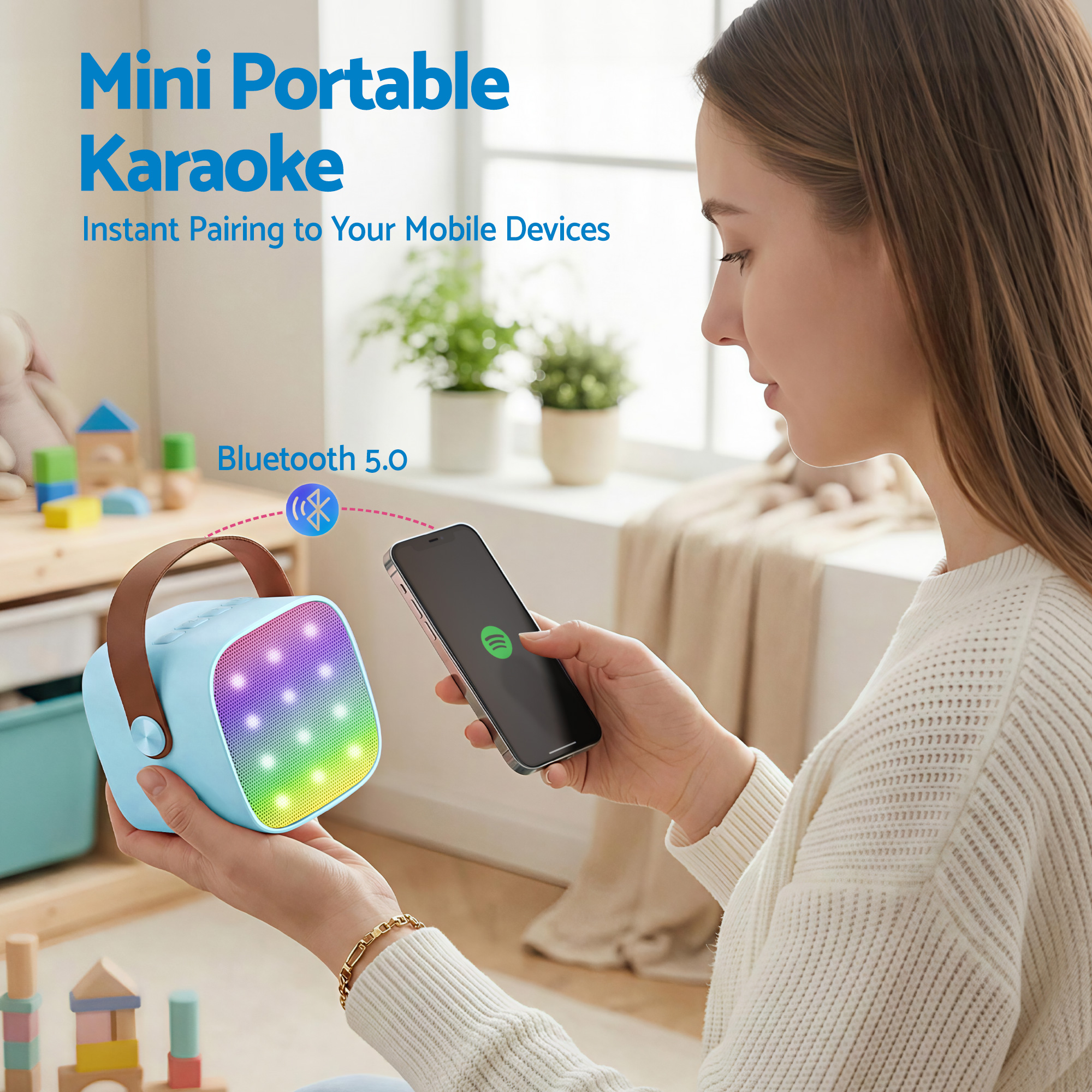 Alpha Mini Portable Karaoke Machine for Adults Kids with 2 Wireless Microphones โ image 6
