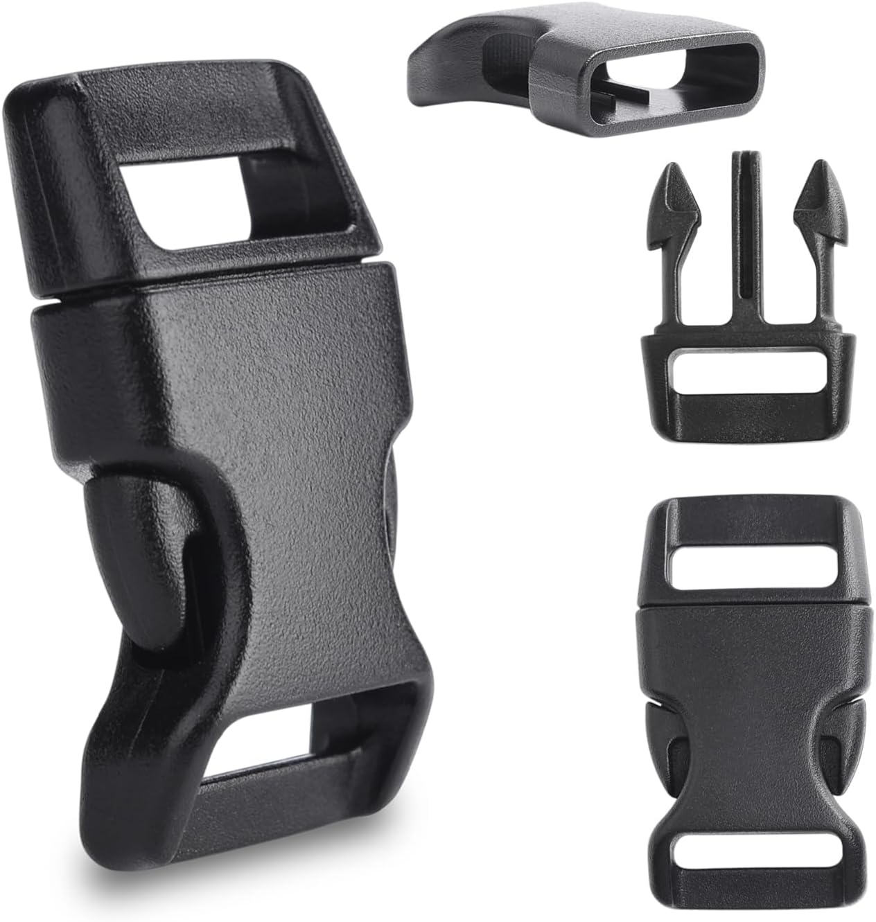 CooBigo 30 Pack 5/8 Inch Curved Paracord Bracelet Clip, Plastic Side Release Buckles for Parachute 550 Cord Paracord Bracelets Clasp Dog Collar Buckle DIY