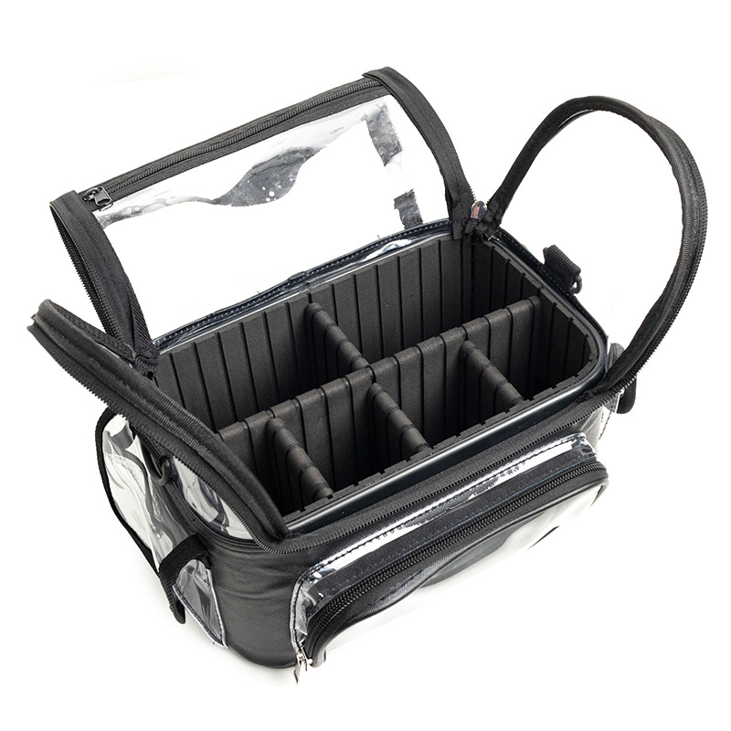 Black Professional Clear Makeup Case - Portable PVC Cosmetic Organizer with Adjustable Dividers & Shoulder Strap โ image 2